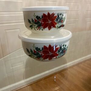 GRACE PANTRY Flower Floral Butterfly Ceramic Storage Bowl w LID & DIAL VENT 5”6”